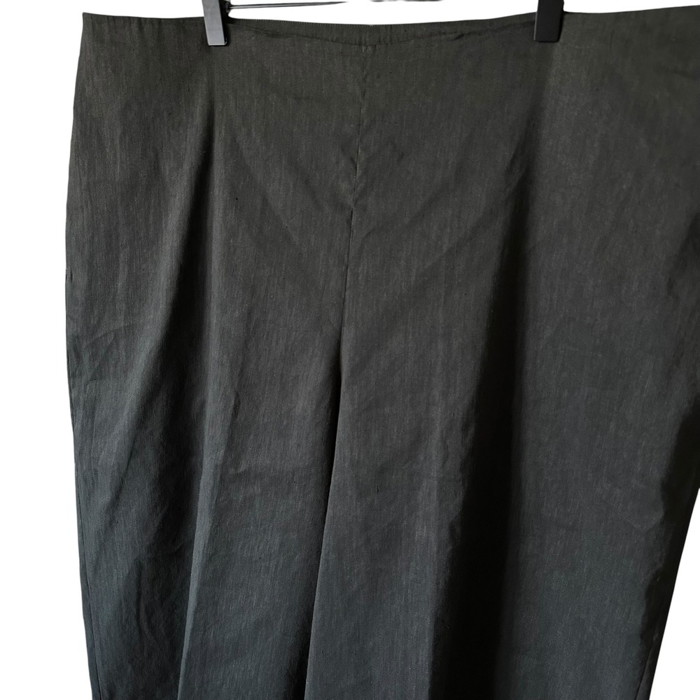 Vince Stretch Linen Crop Wide Leg Pants Black Plus Size 18 High Rise Side Zip - Picture 6 of 16